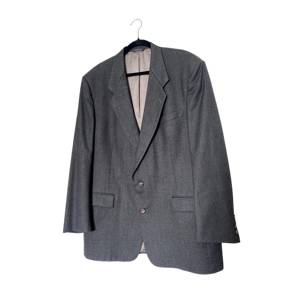 Vintage Christian Dior Monsieur Charcoal Gray Wool Men's Blazer Size 46L